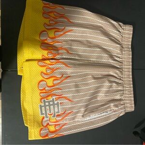 Eric Emanuel Athletic Yellow and Orange Flame Shorts